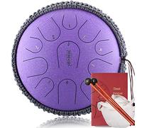 12.5 In 11 Notes Steel Tongue Drum With Rope Decoration, C Key Ethereal Drum For Meditation Music Therapy, With Bag, Drumsticks, Tutorial, Note Stickers (Color : Purple)