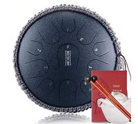 12.5 In 11 Notes Steel Tongue Drum With Rope Decoration, C Key Ethereal Drum For Meditation Music Therapy, With Bag, Drumsticks, Tutorial, Note Stickers (Color : Blue)