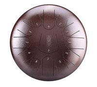 12.5 Inch 13 Notes C Key Steel Tongue Drum, For Concert Mind Healing Yoga Meditation, With Carry Bag, Drumsticks, Tutorial Book, Note Stickers, Finger Picks (Color : Brown)