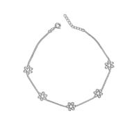 12.5 Inch Five Daisy/Flower (Large) Sterling Silver Anklet/Ankle Bracelet/Ankle Chain - Extra Large Length - 925 Sterling Silver - Adjustable 11.5" to 12.5" Inch / 29 to 32 cm - Anklets for Women