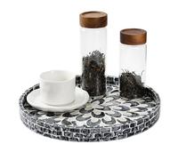 12.5" Lazy Susan for Table Top - Mother of Pearl Spinning Turntable Serving Tray, Marble Lazy Susan Organizer for Dining Table Centerpiece, Kitchen Island Decor, Bathroom Counter, Outdoor Use (Blue)