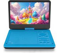 12.5" Portable DVD Player with10.1 HD IPS Screen for Kids, Car DVD Player with Headrest Mount, 360° RF Remote Control 2 Earphone Jacks 5h Battery Support CD/DVD/SD Card/USB, Region Free (Blue)