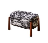 12.5" White Corduroy Foot Stool Ottoman Small Pouf with Wooden Legs Stylish Sofa Bench & Shoe Rack for Living Room Bedroom Entryway - Versatile Home Decor