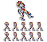 12/50/100Pack Autism Awareness Ribbon Walking Lapel Pins Bulk- Autistic Puzzle Autism/Asperger’s Spectrum Disorder ASD Support Love Pins, Alloy, electroplating, no gemstone