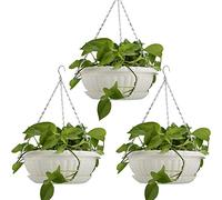 12.59" Large Hanging Planters with Drainage Hole&Tray, Hanging Flower Pots Plastic Plant Hanger Holders Hanging Basket for Indoor Outdoor Home Garden Herb Succulent (Pack 3)