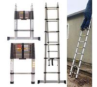 12.5ft Telescopic Extension Multipurpose Ladder 6.25ft+6.25ft A-frame Telescoping Ladder 12 Extendable Step Ladder for Home Loft Attic Outdoor RV, 330lbs Load Capacity