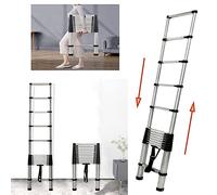 12.5FT Telescopic Ladder Extendable Portable Multi-Purpose Ladder Portable Loft Ladders,3.8M Folding Collapsible Ladder for Outdoor Indoor Builder DIY,150kg Max Load,EN131 Standard