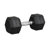 HOMCOM 12.5Kg Single Rubber Hex Dumbbell Portable Hand Weights Dumbbell Home Gym, Black