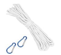 12.5m 6mm Flag Rope Polyester Pole Halyard Rope Flag Replacement Flag Halyard Line with 2 Steel Hook Clips Flagpole Clips for Outdoor Hanging Clothes Bundled Sailing Rigging Garden (12.5M)