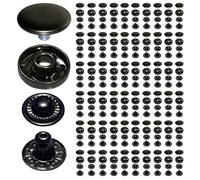12.5mm 633# Snap Fastener Stainless Steel Poppers Press Stud Cap Button for Bag Coats Marine Clothes Jackets Jeans Braccelets Gunmetal Black (60sets No Tools)