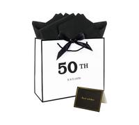 12.6" 50th Birthday Gift Bag with Tissue Paper and Card, Large Birthday Gift Bag for Women and Men - 12.6 x 4.3 x 10.6 Inches