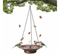 12.6" Hanging Solar Bird Bath, Birdbath Fountain Solar Power, Metal Bird Bath for Outside Hanging, Hanging Bird Fountain for Garden, Patio, Lawn Decor, Bronze