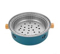 12 6 Inch Charcoal Grill with Portable Handle and Detachable Tabletop, Designed for Easy Cleaning and Stable Outdoor Cooking Experience (Blue)