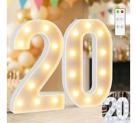 12.6 Inch Light Up Numbers, Warm White and Cool White Lighted Marquee Number with Remote, 20th Birthday Decoration for Girls Boys, Marquee Numbers 20 Sign for Party Backdrop Wedding Anniversary Decor