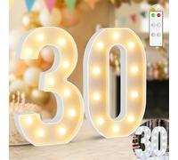 12.6 Inch Light Up Numbers, Warm White and Cool White Lighted Marquee Number with Remote, 30th Birthday Decoration for Women Men, Marquee Numbers 30 Sign for Party Backdrop Wedding Anniversary Decor