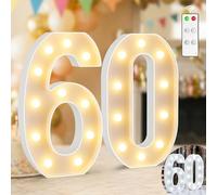 12.6 Inch Light Up Numbers, Warm White and Cool White Lighted Marquee Number with Remote, 60th Birthday Decoration for Woman Man, Marquee Numbers 60 Sign for Party Backdrop Wedding Anniversary Decor
