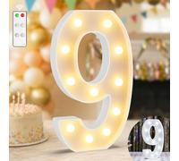 12.6 Inch Light Up Numbers, Warm White and Cool White Lighted Marquee Number with Remote, Birthday Decoration for Girls Boys, Marquee Numbers 9 Sign for Party Backdrop Wedding Anniversary Decor