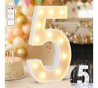 12.6 Inch Light Up Numbers, Warm White and Cool White Lighted Marquee Number with Remote, Birthday Decoration for Girls Boys, Marquee Numbers 5 Sign for Party Backdrop Wedding Anniversary Decor