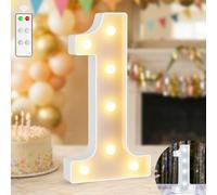 12.6 Inch Light Up Numbers, Warm White and Cool White Lighted Marquee Number with Remote, Birthday Decoration for Girls Boys, Marquee Numbers 1 Sign for Party Backdrop Wedding Anniversary Decor