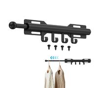 12.6 Inch Valet Rod with 4 Hooks,Practical Carbon Steel Pull Out Closet Valet Rod for Home Closet Organization and Storage