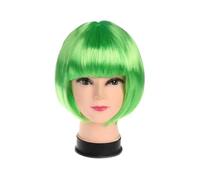 12.6 Inch Wig with Bangs,Short Straight Hair Cosplay Bob Wigs For Women Theme Party Adds Volume(Green)
