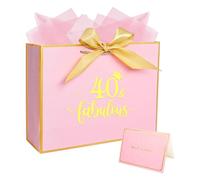 12.6” Large 40th Birthday Gift Bag 40th Pink Paper Gift Bag for Presents