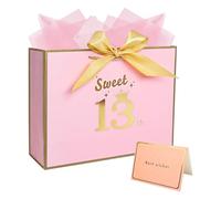 12.6” Large Sweet 13 Birthday Gift Bag 13th Paper Gift Bag for Presents(Pink)