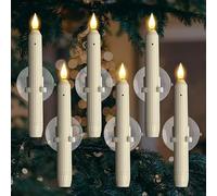 12/6 Pcs Christmas Window Candles, Sensor Dawn to Dusk Window Candles with Sensor and Suction Cup, Battery Operated Warm White Flameless LED Candlesticks for Christmas Window Wall Decor (12Pcs)