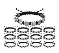 12/6 Pieces Pack San Benito Bracelets Protection Handmade Red Black Cord Benedict Wrist Bracelets Adjustable Medal Rosary Bracelet Luck Benedictine Serenity Blessing Friendship Bracelet for Women Men