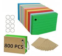 12.7 * 7.6 Centimeters Ruled Index Cards, 800 Pcs Flash Cards with Ring Metal Binder,Double Sided Record Cards for Office, Home, School Record