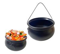 12×7" Black Cauldron Bucket - Halloween Candy Bowl, Trick or Treat, St. Patrick's Pot of Gold Decor, Witch Kettle for Party Supplies