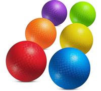12.7 cm Playground Balls for Toddlers & Kids, 6 Pack Inflatable Rubber Bouncy Balls with Pump, Small Colorful Dodgeballs for Four Square, Gym, Backyard, Recess, Preschool & Kindergarten Games