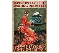 12 * 8 INCH SaNavie Women Writers Writing Metal Signs Vintage Room Wall Decor Into The Writing Room Tin Posters Home Office Plaques Tin Signs Vintage Metal Tin Sign