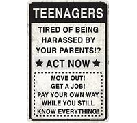 12 * 8 INCH Teenagers Tired Of Being Harassed By Your Parents? 12" x 8" Funny Tin Sign Parenting Family Home Decor