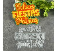 12.8x14.9cm Spanish Happy Independence Day Metal Cutting Dies Cut Stencils for Scrapbooking Embossing Paper Photo Album Decorative Card Making Template