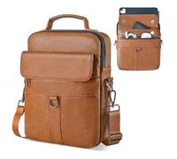 12.9-13 Inch iPad Carrying Leather Bag for 2025 13 inch iPad Air M3 M2 & iPad Pro M4 with Magic Keyboard, iPad Pro 12.9, Travel Shoulder Sleeve Case Handle Bag, Brown