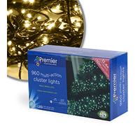 12. 960 Warm White Multi Action Cluster Christmas Lights - Green Cable - Indoor and Outdoor