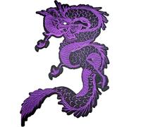 12.99 Inch Large Dragon Embroidery Patch - Iron On/Sew On Applique for DIY Costume Decoration Jackets, Hoodies, Sweaters, Jeans,Bags, Pants etc - Durable & Vibrant Design(Purple)