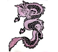 12.99 Inch Large Dragon Embroidery Patch - Iron On/Sew On Applique for DIY Costume Decoration Jackets, Hoodies, Sweaters, Jeans,Bags, Pants etc - Durable & Vibrant Design(Pink)