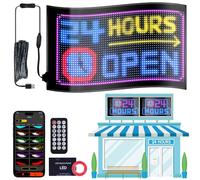 12.99''x7.87'' Double Row LED Car Sign, LED Programmable Sign Flexible Screen Display Animation Message Scrolling Sign APP Control for Shop, Bar, Party, Bright RGB Display for Car Windows
