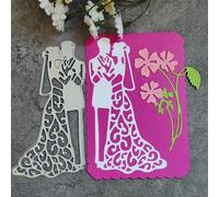 12.9x7.4cm Wedding Couple Clipping Background Template Metal Cutting Dies Cut Stencils for Scrapbooking Embossing Paper Photo Album Decorative Card Making Template