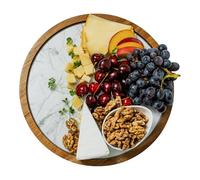 12" Acacia Wood Lazy Susan Turntable for Table Top With Removable Marble Texture Glass Plate for Dining Table Turntable Wooden Lazy Susan for Countertop