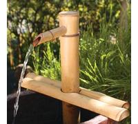 12" Adjustable Water Fountain Kit - Split-Resistant Bamboo for Indoor/Outdoor Use, Includes Pump