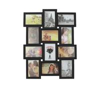 12 Aperture Collage Photo Frame - Wall Mounted Multi Picture Frame for 6x4 Photos - Black Wood-Effect Hanging Frame for Home, Office or Gallery Wall Display | M&W