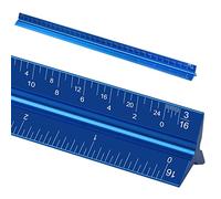 12"Architectural Scale Ruler, Aluminum Scale, Triangular Ruler, Scale Ruler for Blueprint Imperial Measurements for Architects Engineering Artists, Draftsman Drawing, Laser-Etched Markings.(Blue)
