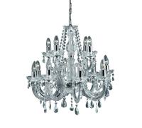 12 Arm Crystal Glass Chandelier In Chrome