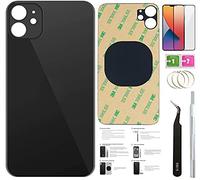 12 Back Glass Replacement for iPhone 12 Back Cover Glass (6.1 Inch) with Pre-Installed Tape +Installation Instruction + Repair Tools+ Screen Protector (Black)
