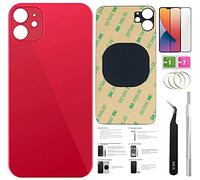 12 Back Glass Replacement for iPhone 12 Back Cover Glass (6.1 Inch) with Pre-Installed Tape +Installation Instruction + Repair Tools+ Screen Protector (Red)