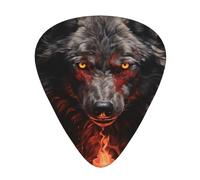 12 Bad Boy Red Wolf Printed Guitar Picksâ€“ Thin, Medium, Thick Thicknesses,Comes with Storage Box