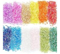 12 Bags Bugle Beads, 12 Colors 2x7mm Glass Tube Beads for Jewelry Making DIY Craft, Bugle